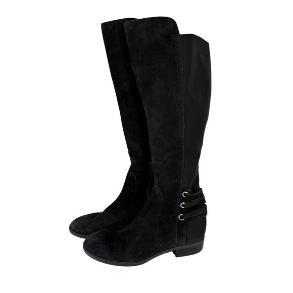 Vince Camuto Pauletta Knee High Suede Boots Size 8M Riding Equestrian Black - Picture 1 of 12